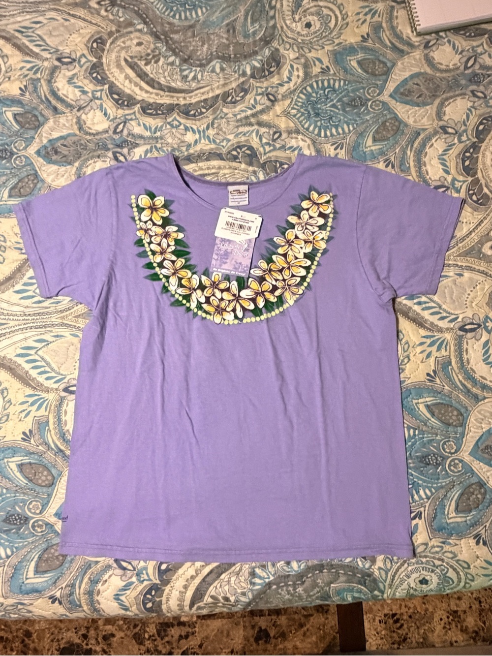 Girls' Lavender Floral Appliqué Short Sleeve Tee